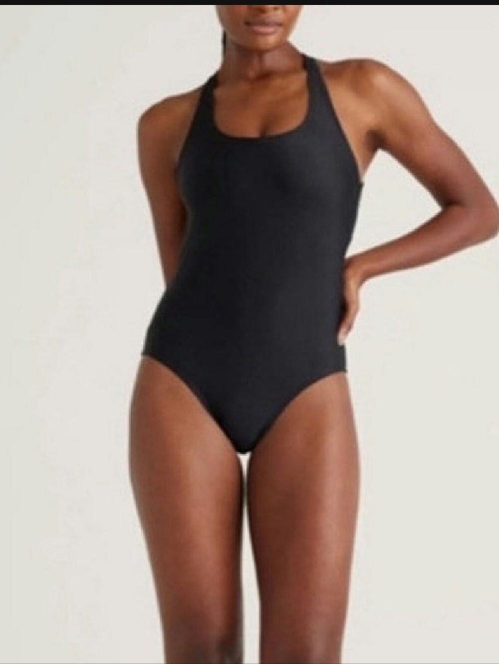 Quince NWT Italian Cross Back Black One-Piece Swimsuit M Vacation